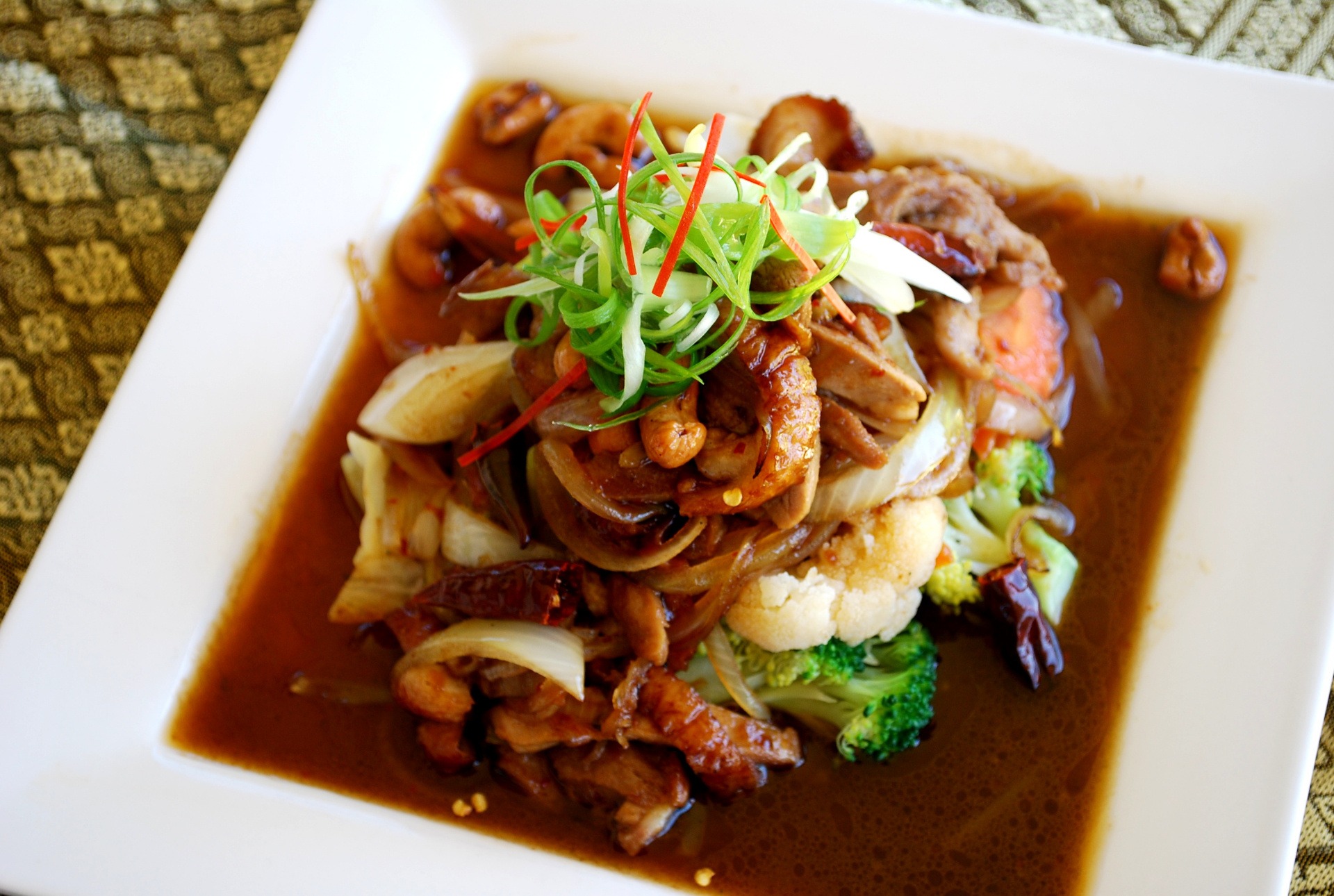 Chilli Jam Duck, the feature dish at Chang Siam Thai Restaurant, Kerikeri